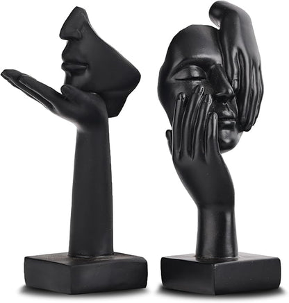 oliruim 6.5" H Black Art Thinker Figurines 2 PCS, Abstract Small Statues Home Accent Decor for Shelf, Office Desk, Living Room, Knick Knacks Decorations for Shelves (2 PCS Black)
