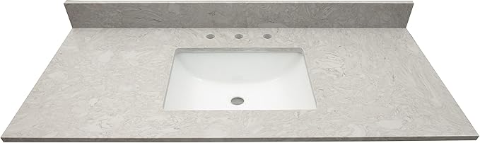 MSI Drifting Fog Vanity Top with Under Mount Rectangle Ceramic Sinks, Engineered Marble Stone, 4" CC Faucet Holes, 49"X22"