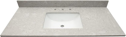 MSI Drifting Fog Vanity Top with Under Mount Rectangle Ceramic Sinks, Engineered Marble Stone, 4" CC Faucet Holes, 49"X22"