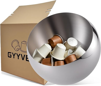 Large Capacity Coffee Pod Holder – Stainless Steel Pod Organizer and Holder | Stylish Coffee Bar Accessories & Countertop Storage (Silver, M)