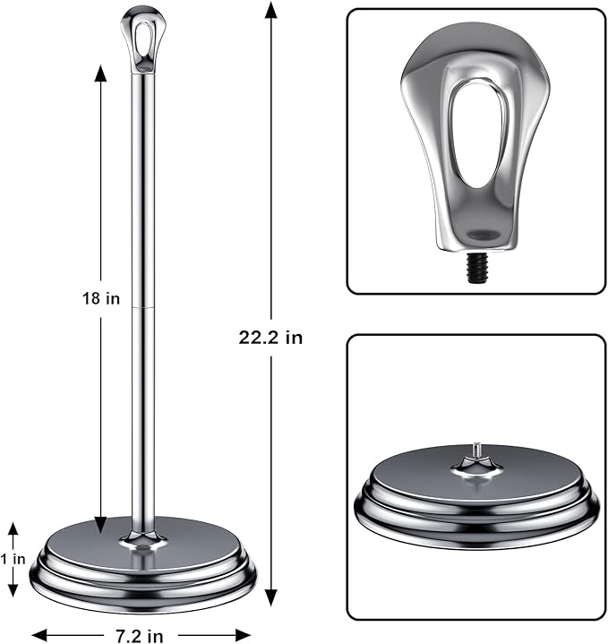 KASUNTO Toilet Paper Holder with Rustproof, Metal Free Standing Toilet Paper Stand Storage for Bathroom, Tissue Paper Roll Holder for Bathroom Accessories (Polished Chrome)