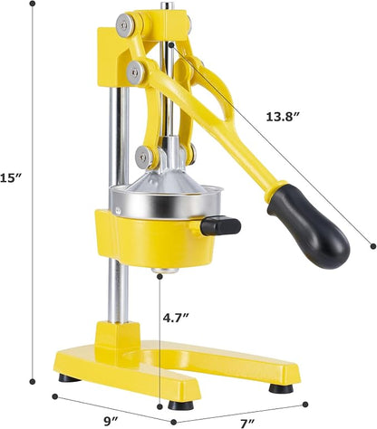 CO-Z Manual Citrus Juicer - Professional Orange, Lemon, Lime & Pom Juice Extractor, Easy to Clean, Yellow