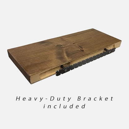 URBANDI, Rustic Floating Shelves, Set of 2, Hidden Bracket, Solid Wood, Heavy Duty, Wall Mounted Shelves, (Grey, 36Wx6D)