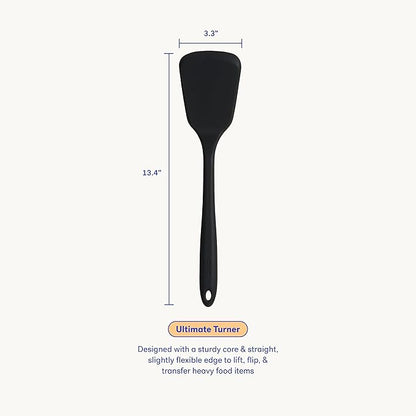 GIR: Get It Right Silicone Kitchen Spatula Turner - Non toxic cooking utensils for Nonstick Cookware, Cooking and Baking, Ultimate - 13IN - Black