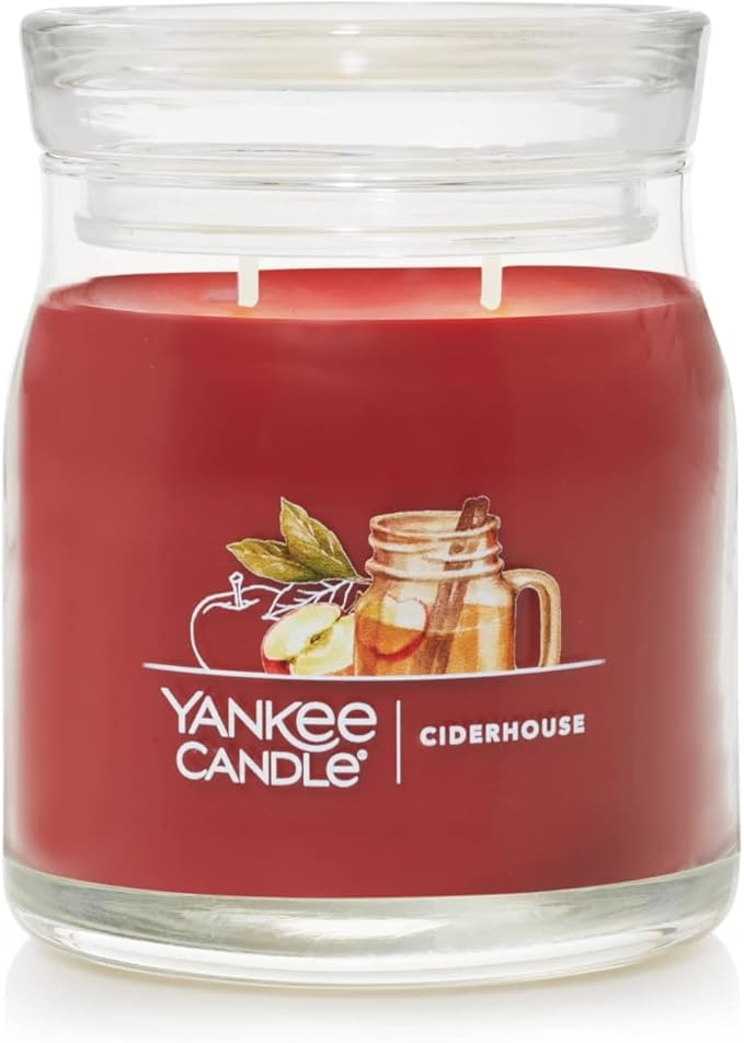 Yankee Candle Ciderhouse Scented, Signature 13oz Medium Jar 2-Wick Candle, Over 35 Hours of Burn Time