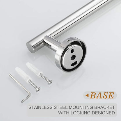 USHOWER Polished Chrome Towel Bar, 18-Inch Towel Racks for Bathroom Wall-Mounted, SUS304 Stainless Steel Towel Rod (Total Length 20-Inch)