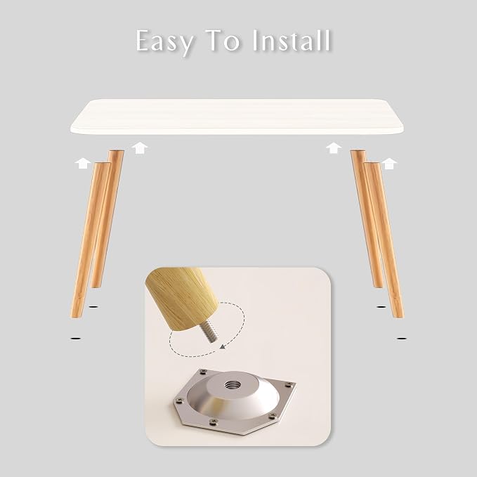 Square Coffee Table Low Table with 4 Solid Wood Sturdy Legs,Floor Table Desk for Sitting on The Floor,19.7"D x 31.5"W x 16"H Inches,Living Room/Toy room Furniture,Rental house Furniture (White-Square)