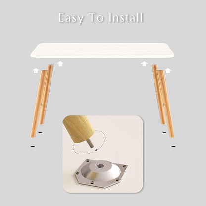 Square Coffee Table Low Table with 4 Solid Wood Sturdy Legs,Floor Table Desk for Sitting on The Floor,19.7"D x 31.5"W x 16"H Inches,Living Room/Toy room Furniture,Rental house Furniture (White-Square)