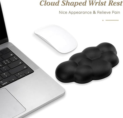Cloud Wrist Rest Cushion for Mouse Ergonomic Soft PU Leather Memory Foam Wrist Pain Relief Mouse Wrist Support Pad with Anti-Skid Base for Office School Home Laptop & Computer Mouse (Black)