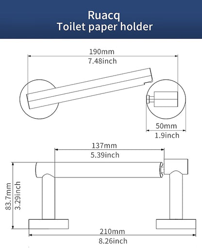Ruacq Toilet Paper Holder Matte Black Double Post Pivoting Round Tissue Holders Roll Holder Hangers Toilet Paper Holders SUS 304 Stainless Steel Modern Wall Mounted