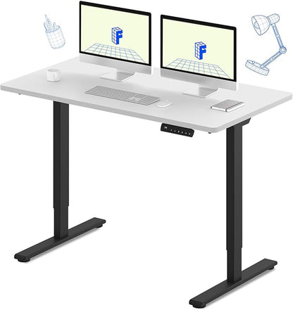 FLEXISPOT E3 Dual Motor Electric Standing Desk 55 x 28 Sit Stand Up Desk, Holds 220 lbs, Adjustable Height w/Memory Presets, One-Piece White Desktop & Black Frame, Ships in 2 Boxes