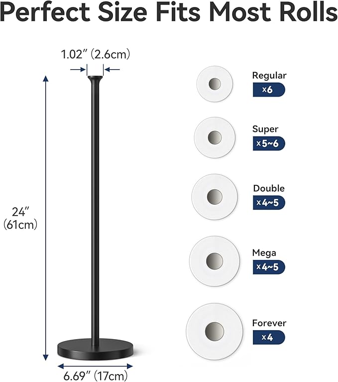 Toilet Paper Holder Stand(with Reserve Function), Free-Standing Spare Rolls Storage Holder, Stainless Steel, Modern Design