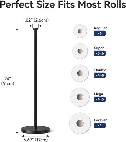 Toilet Paper Holder Stand(with Reserve Function), Free-Standing Spare Rolls Storage Holder, Stainless Steel, Modern Design