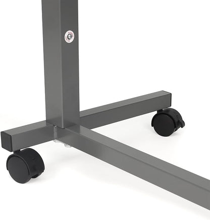 Vaunn Medical Cart Pneumatic Adjustable Overbed Table with Wheels – Rolling Bedside Table for Hospital, Portable Standing Cart & Laptop Desk for Bed, Couch, Wheelchair