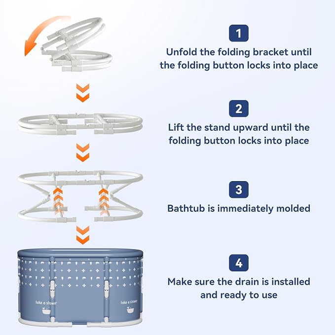 Portable Bathtub, Foldable Bathtub No Installation, Freestanding Shower Bathtubs with Cushion, Collapsible SPA Soaking Bath Tub, Hot & Ice Bath Tub for Indoor Outdoor (Light Blue Gray)