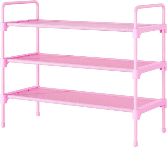 Kitsure Shoe Rack for Closet, Sturdy and Long-Lasting Shoe Shelf, Shoe Rack for Entryway, Personalized DIY Shoe Organizer, Shoe Rack Organizer for Space-Saving, 27.6" x 11.8" x 22.6", Pink