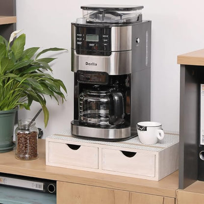 DDYURI Kitchen Storage Organizer with 2 Drawers for Coffee Brew K Cup/Coffee Pod Holder - Office Organization Drawer for Desk, Multi-Purpose Mini Wood Cabinet Countertop Stand Shelf CF1D2C White