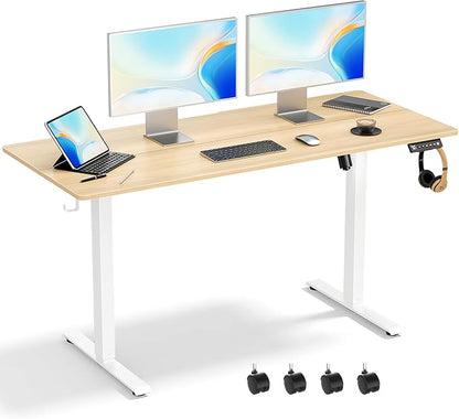 48 x 24 Inch Electric Standing Desk Adjustable Height, Sit Stand Desk, Stand up Desk for Home Office, Computer Workstation (Spliced Desktop,Oak)