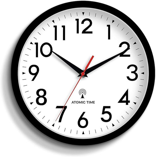 DAXSMY Atomic Wall Clock Analog 14 Inch Battery Operated Modern Decorative for Living Room Kitchen Office Bedroom Bathroom(Black)