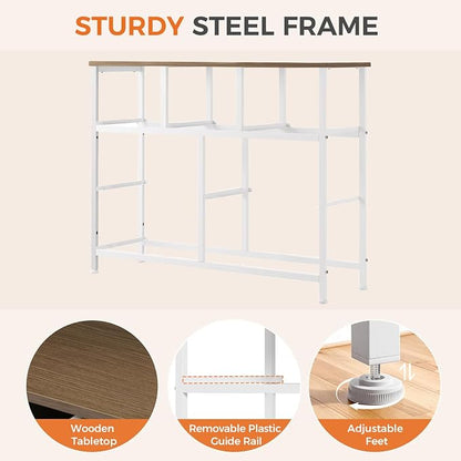 Sweetcrispy 7 Drawer Dresser with Fabric Bins, Fabric Storage Tower Organizer for Bedroom, Closet, Hallway, Entryway, Tall Chest of Drawers with Steel Frame, Wood Top, Large Storage, Greige Oak