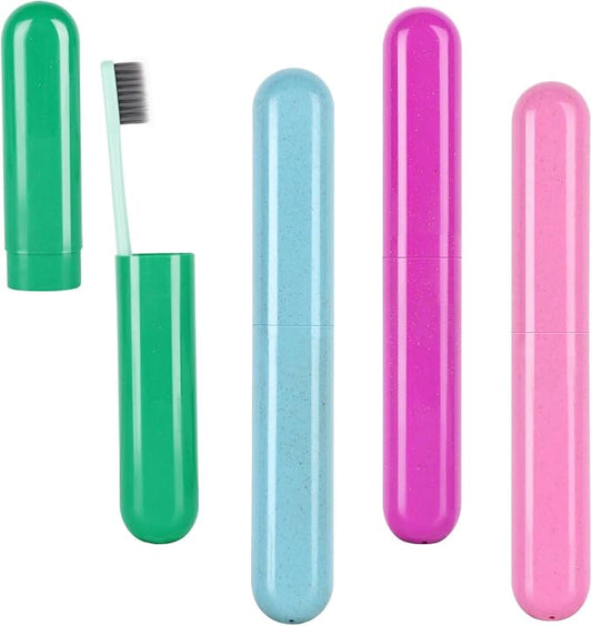 Hooqict 4 Pack Travel Toothbrush Case Portable Travel Toothbrush Holder Plastic Toothbrush Container Protector Cover for Traveling, Camping, Home, School, Business