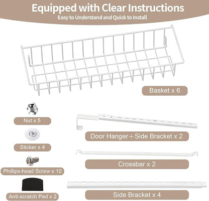 ElegantArray 8-Tier Pantry Door Oragnizer, Over The Door Pantry Organizer Rack and Storage, Hanging Spice Rack Shelves Door, Home Office Laundry Room Bathroom & Kitchen Organization, White
