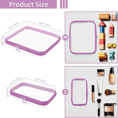 Topfinder Clear Hard Shell Zipper Case,Clear Toy Storage Pouch,Waterproof Transparent Organizer Comestic Case for Travel, Office, Home(Purple, 3*S)