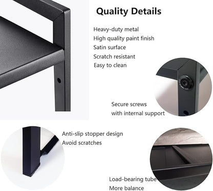 Expandable Cabinet Shelf Organizer 16-26" L Stackable Kitchen Counter Shelf Sink Rack Countertop Storage Black (Wide 10.6”D)