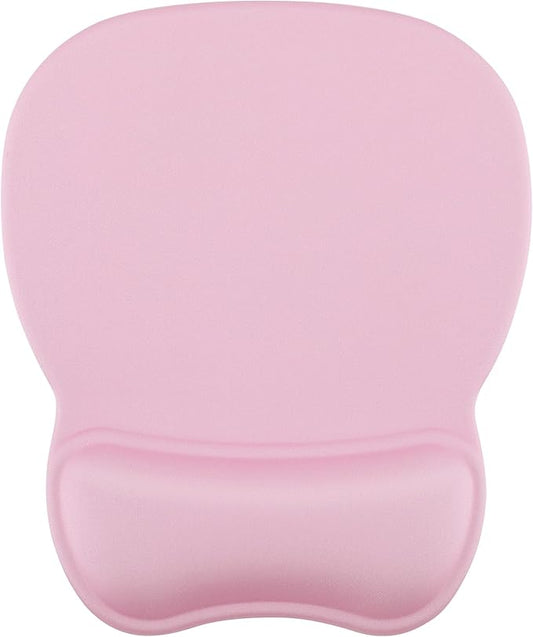 MROCO Ergonomic Mouse Pad with Gel Wrist Rest, 9.4 x 8.1 in, Pale Pink | Ergonomic Shape Design, Multiple Pattern Options, Gel Wrist Comfort, Smooth Lycra Surface, Non-Slip PU Base