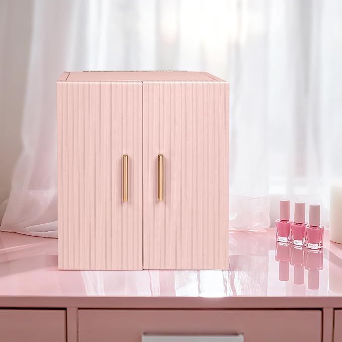 Dajasan Jewelry Box for Girls Women, 4-Tier Large Jewelry Organizer Box, Jewelry Storage Organizer, Jewelry Gift Box for Christmas, Valentine's Day, Birthday, Mother's Day (Pink)