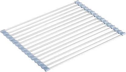 Seropy Roll Up Dish Drying Rack Over Sink Over The Sink Dish Drying Rack Kitchen Dish Drainer, Folding Dish Rack for Kitchen Sink Counter Stainless Steel Mat Foldable Dish Dryer Racks 17.5" x 13.7"