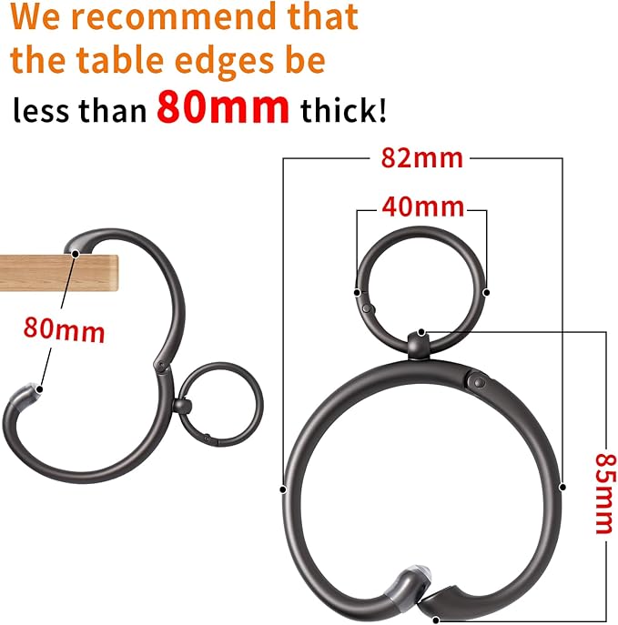 Purse Hook for Table 2-in-1 Anti Slip Purse Hook, Table Purse Hook with Gift Box, Heavy Duty Bag Hook Available for Women and Men Gifts (Black)
