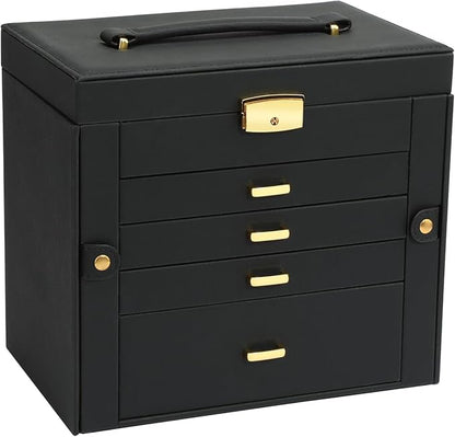 Jewelry Box for Women, 5-Layer Jewelry Organizers Box, Large Jewelry Storage Box for Girls, Jewelry Holder Organizers Gift for Valentine's Day, Christmas, New Year (Black)