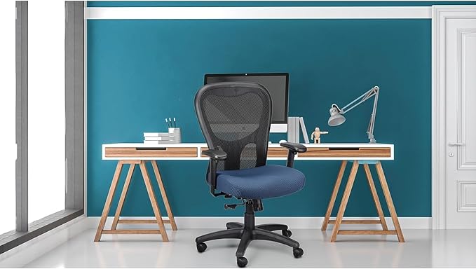 Tempur-Pedic TP9000C Mesh Swivel Task Chair with Tempur Material, Cooling Gel Layer, Adjustable Armrests, and Lumbar Support, Navy