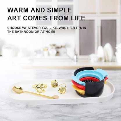 Ceramic Sink Tray, Bathroom Counter Tray, Bathtub, Cosmetics Dish, Candle, Perfume Shampoo Liquid Soap Simple Style Design Suit for Bathroom and Kitchen (White)