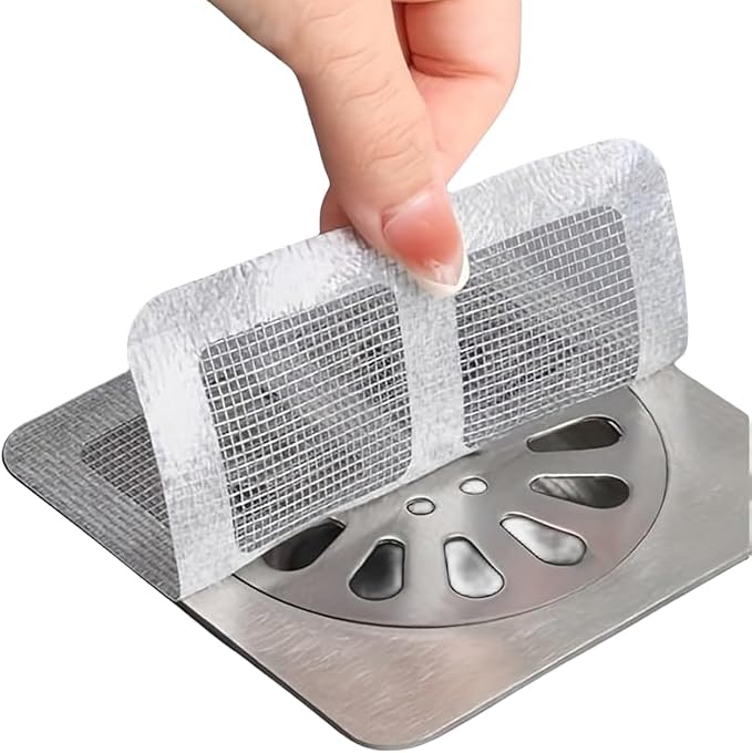 Generic 20PCS Pack,4"" X 4"" Disposable Shower Drain Cover Hair Catcher Shower Drain Mesh Stickers, Bathroom, Laundry, Bathtub, Kitchen, Sink, for Human and pet Hair (20 PCS), White