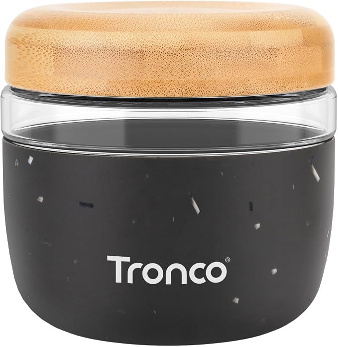 Tronco 24 oz Glass Food Storage & Lunch Bowl Containers with Airtight Lids | Leak & Spill Proof Meal Prep Container with Bamboo Lids, Microwave & Dishwasher Safe, Soup & Stew, Office Lunch,BPA-Free