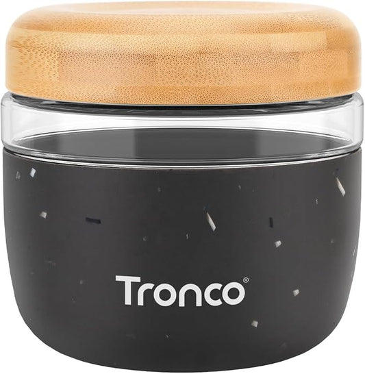 Tronco 24 oz Glass Food Storage & Lunch Bowl Containers with Airtight Lids | Leak & Spill Proof Meal Prep Container with Bamboo Lids, Microwave & Dishwasher Safe, Soup & Stew, Office Lunch,BPA-Free