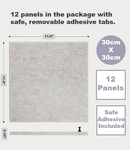 Large Cork Board Alternative | Felt Wall Tiles (12-Pack) | Aesthetic Felt Bulletin Board for Office, Home & Classroom | Office Wall Decor for Women | Pin Boards Bulletin Board Tiles | Ivory