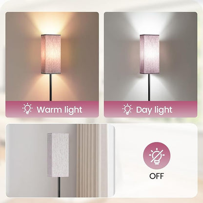 64.6" Floor Lamp, Pole Lamp with Foot Switch, Modern Standing Lamp, Minimalist Freestanding Lamp (Bulb Not Included), for Living Room, Bedroom, ETL Listed, Black and Taro Purple AZ07LD05