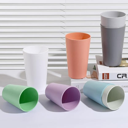 HEYCOME Set of 16 Wheat Straw Cups, 8 Pcs 20 oz & 8 Pcs 12 oz Unbreakable Drinking Cups, Reusable Plastic Cups Sets, Water Glasses Tumblers, Microwave & Dishwasher Safe, Bpa Free, 8 Colors