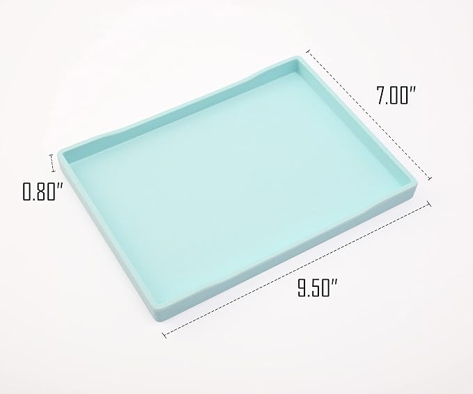 Blue Small Serving Tray (9.5 x 7 inch), Countertop Organizer for Bathtub Bathroom Vanity Items, Serving Accessory, Coffee, Drinks, Tea, Party, Spa, Perfume and Display Use.