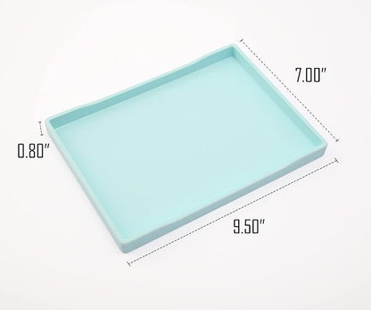 Blue Small Serving Tray (9.5 x 7 inch), Countertop Organizer for Bathtub Bathroom Vanity Items, Serving Accessory, Coffee, Drinks, Tea, Party, Spa, Perfume and Display Use.