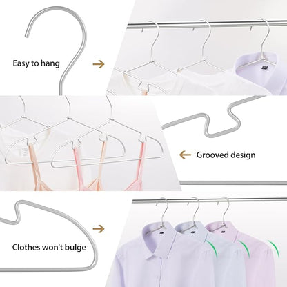 VWV 20-Pack Silver Aluminum Hangers, 16.5-inch Smooth and Durable Metal Shirt Hangers, Lightweight and Sturdy Metal Hangers, Suit Hangers, Dress Hangers, Wedding Gown Hangers.
