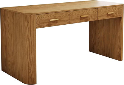 Maggym 60” Modern Writing Desk with 3 Storage Drawers, Home Office Computer Desk for Study, Workstation Table for Bedroom & Living Room
