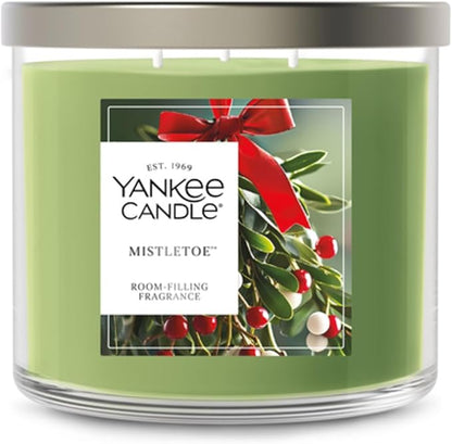 Yankee Candle Mistletoe, Scented Candle, 14.5oz 3-Wick Candle Jar with up to 40 Hours Burn Time