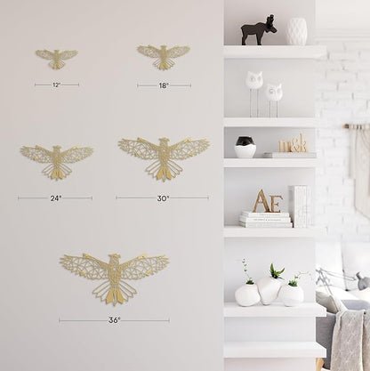 SIGNLEADER Metal Wall Art Decor Eagle Strikes the Sky Modern Abstract Wall Sculpture Hangings Home Decoration for Living Room, Bedroom, Bathroom, Kitchen, Outdoor - 18" Gold