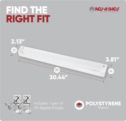 Rev-A-Shelf 30" Tip-Out Plastic Sink Tray for Kitchen and Bathroom Base Cabinets, Large Pullout Vanity Shelf Home Organizer, White, LD-6591-30-11-1