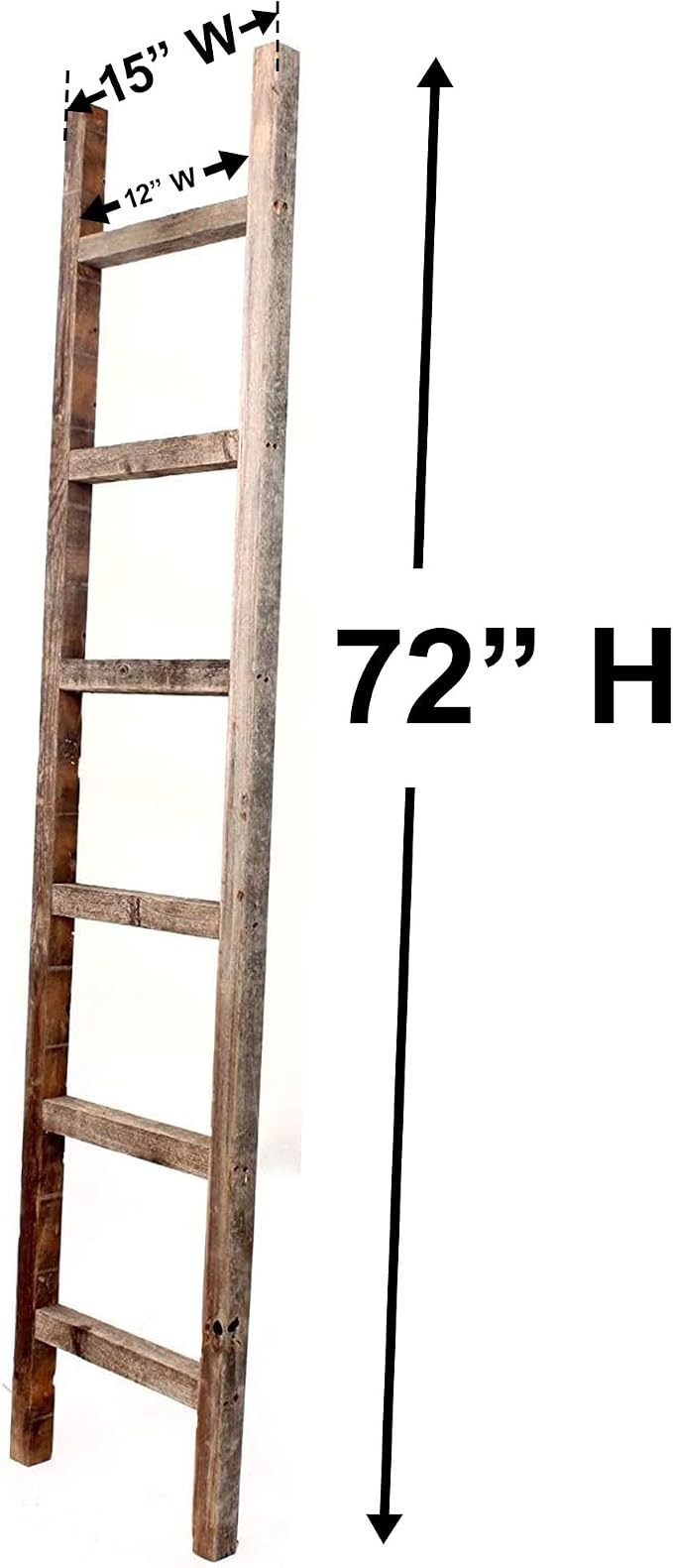 BarnwoodUSA Rustic Farmhouse Decorative Ladder - Our 6 ft Ladder can be Mounted Horizontally or Vertically and is Crafted from Upcycled Wood | No Assembly Required | Black