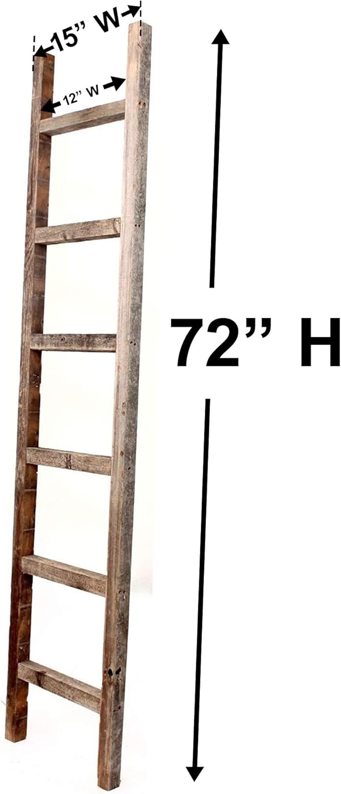 BarnwoodUSA Rustic Farmhouse Decorative Ladder - Our 6 ft Ladder can be Mounted Horizontally or Vertically and is Crafted from Upcycled Wood | No Assembly Required | Weathered Gray